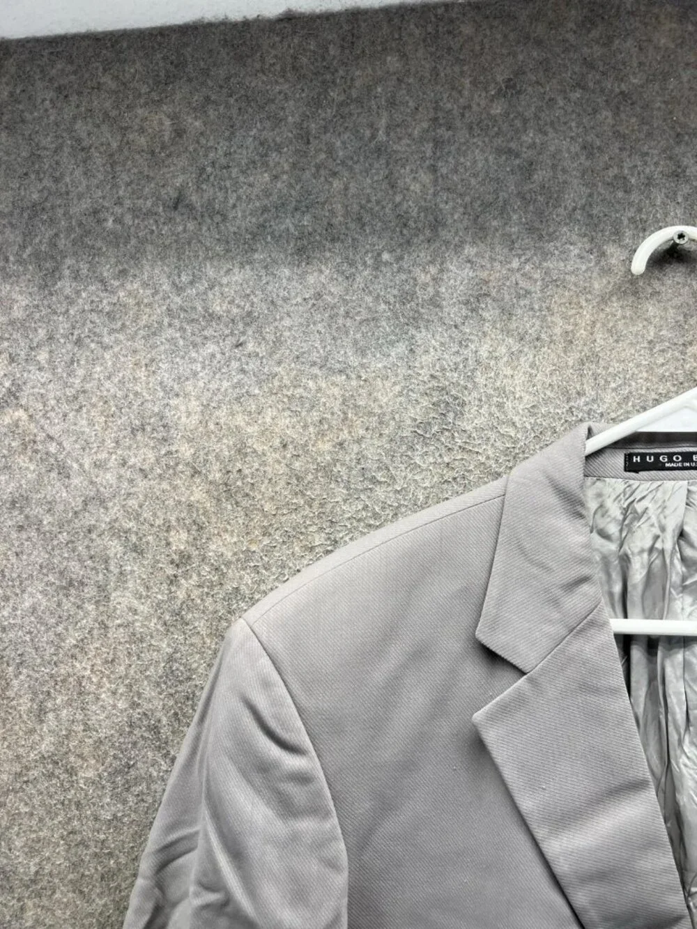 Vintage Hugo Boss Blazer Mens 42R Gray Wool Solid Sport Coat Jacket Made USA